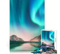 Puzzle de 1000 pièces Aurores boréales Islande pour Adultes Exercice de logique Loisirs calmes Bords Nets Cadeau Symbolique (38x26cm)