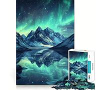 Puzzle de 1000 pièces Aurores boréales, Montagne et lac pour Adolescents, Jeu intellectuel, Divertissement d'intérieur, découpe de qualité, Cadeau créatif (38x26cm)