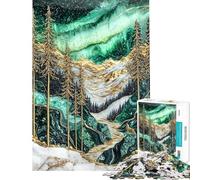 Puzzle de 1000 pièces Aurores boréales Nuits dorées Puzzle pour adultes Découpe de précision Liste de souhaits avec le Père Noël Casse-tête Jeux de réflexion pour toute la famille (Dimensions 50x75cm)