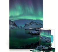 Puzzle de 1000 pièces Aurores boréales sur Les îles Lofoten en Norvège Découpe Parfaite Activité ludique et Intelligente pour Un Moment de détente et de Plaisir Lors d'un Anniversaire (50x75cm)