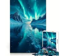 Puzzle de 1000 pièces Aurores boréales sur Les Montagnes pour Adolescents stimule la réflexion, apaise et distrait, découpe Nette, (50x75cm)