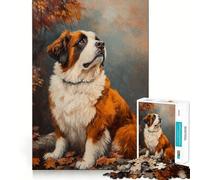 Puzzle de 1000 pièces Automne Saint-Bernard Bord Fin Casse-tête logique et ludique,Cadeau d'anniversaire Amusant (50x75cm)
