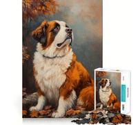 Puzzle de 1000 pièces Automne Saint-Bernard Jeu de logique et de réflexion Jeu de détente Cadeau Artistique de Noël (38x26cm)
