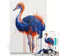 Puzzle de 1000 pièces Autruche Aquarelle Cadeau pour Adultes Stimule la mémoire et détend l'esprit Découpe de qualité supérieure Surprise chaleureuse (38x26cm)