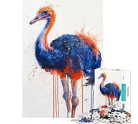 Puzzle de 1000 pièces Autruche Aquarelle Jeux Amusants Jouets addictifs pour cultiver la Patience Cadeaux de Père Noël Secret Apprentissage éducatif (Dimensions 38x52cm)