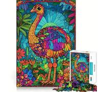 Puzzle de 1000 pièces Autruche en vitrail pour Adultes et Adolescents, Jeu de réflexion apaisant, Cadeau de Noël aux découpes précises 38x52cm
