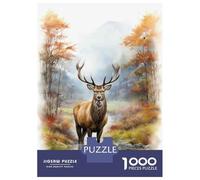 Puzzle De 1000 Pièces Autumn Forest Deer Print Puzzles pour Adultes pour S'amuser en Famille Cadeaux D'interaction Parent-Enfant pour Les Amis Et La Famille 52x38cm/1000pcs