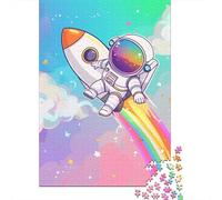 Puzzle de 1000 pièces avec astronautes de dessins animés pour adultes, cadeau d'Halloween, puzzle en bois pour adultes, amusement en famille et soirée de jeux, 1000 pièces (75 x 50 cm)
