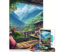 Puzzle de 1000 pièces avec Balcon et Vue sur la Montagne pour Adolescents Jeu de réflexion Relaxant et Artistique Cadeau de qualité supérieure (38x52cm)