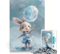 Puzzle de 1000 pièces avec Ballons et Lapin Aquarelle Jeu de réflexion Stimulant Fixation Solide Défi cérébral interactif pour la Maison (38x52cm)