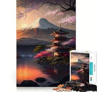 Puzzle de 1000 pièces avec beau motif coucher de soleil, japonais, propre, ajusté, décoration, jeu de concentration, jeu pour moments calmes, cadeau d'anniversaire (38 x 52 cm)