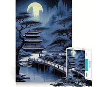 Puzzle de 1000 pièces avec beau paysage japonais, bord parfait, jeu intelligent, défi, amusement, jeu lent, amusement, cadeau d'anniversaire (38 x 52 cm)