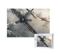 Puzzle de 1000 pièces avec boîte de rangement, avion de la Seconde Guerre mondiale - Puzzle en bois imprimé 75 x 50 cm pour adultes et enfants - Jeu décoratif amusant en famille