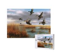 Puzzle de 1000 pièces avec boîte de rangement, chasse aux canards sauvages volants 8 - Puzzle en bois imprimé - 75 x 50 cm - Pour adultes et enfants - Jeu décoratif amusant en famille
