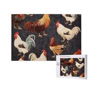 Puzzle de 1000 pièces avec boîte de rangement, coqs français en bois imprimé 75 x 50 cm pour adultes et enfants, jeu décoratif amusant en famille