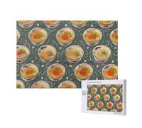 Puzzle de 1000 pièces avec boîte de rangement, coquetier, nouilles, ramen, puzzle en bois imprimé 75 x 50 cm pour adultes et enfants, jeu décoratif amusant en famille