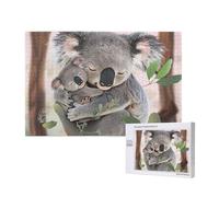 Puzzle de 1000 pièces avec boîte de rangement, joli koala maman et bébé imprimé en bois 75 x 50 cm pour adultes et enfants, jeu décoratif amusant en famille