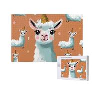 Puzzle de 1000 pièces avec boîte de rangement, joli lama imprimé en bois 75 x 50 cm pour adultes et enfants, jeu décoratif amusant en famille