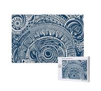 Puzzle de 1000 pièces avec boîte de rangement, motif tribal maori polynésien bleu, 75 x 50 cm, pour adultes et enfants, jeu décoratif amusant