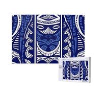 Puzzle de 1000 pièces avec boîte de rangement, motif tribal maori polynésien bleu, 75 x 50 cm, pour adultes et enfants, jeu décoratif amusant