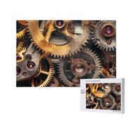 Puzzle de 1000 pièces avec boîte de rangement, puzzle en bois imprimé engrenages steampunk cool 75 x 50 cm pour adultes et enfants, jeu décoratif amusant en famille