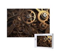 Puzzle de 1000 pièces avec boîte de rangement, puzzle en bois imprimé engrenages steampunk cool 75 x 50 cm pour adultes et enfants, jeu décoratif amusant en famille