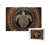Puzzle de 1000 pièces avec boîte de rangement, puzzle en bois imprimé tortue hawaïenne Tapa Honu 75 x 50 cm pour adultes et enfants, jeu décoratif amusant en famille