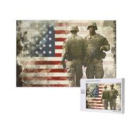 Puzzle de 1000 pièces avec boîte de rangement, soldats militaires américains, jour commémoratif patriotique, puzzle en bois imprimé 75 x 50 cm pour adultes et enfants, jeu décoratif amusant