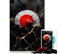 Puzzle de 1000 pièces avec Cercle Rouge sur Fond de marbre Noir pour Adultes, idéal pour stimuler la mémoire, Jouer en Groupe et créer Un Motif Surprise pour Noël (38x26cm)