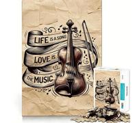 Puzzle de 1000 pièces avec Citation Musicale sur Le thème du Violon,pour Adultes Jeu de mémoire,Assemblage sécurisé et Solide,favorisant la création de Liens significatifs (38x26cm)