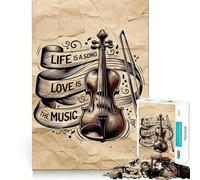 Puzzle de 1000 pièces avec Citation sur la Musique de Violon Jeu de Concentration mentale Découpe de précision Bords Lisses Activité captivante pour des soirées tranquilles (50x75cm)