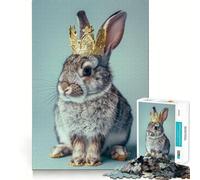 Puzzle de 1000 pièces avec Couronne de Roi Lapin Pastel pour Adolescents, Jouet Stimulant la logique et Anti-Tension, Bords de qualité, Cadeau de Noël (38x26cm)