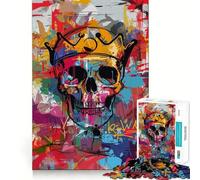 Puzzle de 1000 pièces avec crâne et Couronne Graffiti pour Adolescents, Jouet Anti-Stress, découpe Nette, liste de souhaits du Père Noël 38x26cm