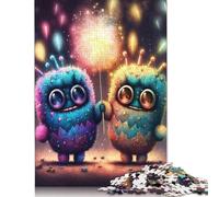 Puzzle de 1000 pièces avec de jolis monstres pour adultes, cadeau d'Halloween, jouets éducatifs d'apprentissage, 1000 pièces (38 x 26 cm)