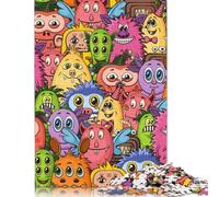 Puzzle de 1000 pièces avec des monstres colorés de dessins animés pour adultes, cadeau d'Halloween, puzzles pour adultes, décorations et cadeaux uniques pour la maison, 1000 pièces (38 x 26 cm)