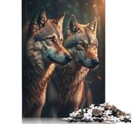 Puzzle de 1000 pièces avec deux loups, puzzle carré créatif pour adultes et puzzles en bois, jouets intellectuels, 1000 pièces (75 x 50 cm)