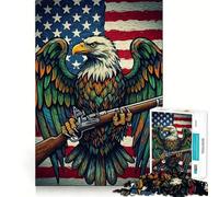 Puzzle de 1000 pièces avec Drapeau et Aigle américain,idéal pour Les Adultes entraînement cérébral ludique,découpe Laser de qualité supérieure,activité relaxante à Faire en Groupe 50x75cm