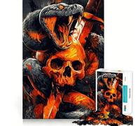 Puzzle de 1000 pièces avec épée et crâne de Serpent pour Adolescents Jeu de logique Transparente Temps paisible Découpe Parfaite Liste de souhaits du Père Noël (38x26cm)