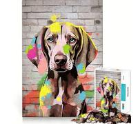 Puzzle de 1000 pièces avec Graffiti de Chien Weimaraner,Jeu de réflexion Stimulant,sans pièces détachées,défi cérébral interactif pour la Maison (50x75cm)