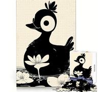 Puzzle de 1000 pièces avec Illustration de Canard en Noir et Blanc, idéal pour Les Adolescents, l'entraînement de la mémoire, Une évasion paisible, Une découpe Impeccable, Un Cadeau d'hiver (38x26cm)