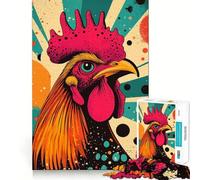 Puzzle de 1000 pièces avec Illustration de Coq rétro pour Adultes Stimulation de la mémoire et réduction de l'anxiété Cadeau Artistique à Assembler (50x75cm)