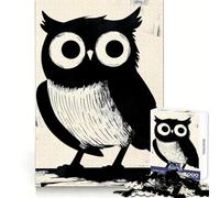 Puzzle de 1000 pièces avec Illustration de Hibou en Noir et Blanc pour Adolescents Favorise la Concentration, améliore Le Calme et évite Les Distractions Cadeau mémorable (38x26cm)