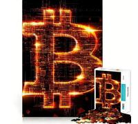 Puzzle de 1000 pièces avec Logo Bitcoin Orange Fluo pour Adolescents, renforce la mémoire, soulage la Tension, Bords de qualité, Cadeau de Noël (38x52cm)