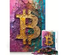 Puzzle de 1000 pièces avec Logo Bitcoin Pastel pour Adolescents, idéal pour stimuler la mémoire, déstresser et décorer Une œuvre d'art Murale aux Bords Nets (38x52cm)