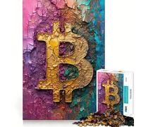 Puzzle de 1000 pièces avec Logo Bitcoin Pastel pour Adultes Jeu cérébral Relaxant Bordure Nette Cadeau de qualité supérieure (50x75cm)