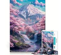 Puzzle de 1000 pièces avec magnifique motif Fuji, Berg Sakur, jeu d'articulation pointu, jeu de réflexion créatif, jeu confortable, cadeau d'anniversaire, cadeau d'art (38 x 52 cm)