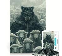 Puzzle de 1000 pièces avec masque de loup et mouton meneur,pour un entraînement cérébral amusant et sans bavures,pièces nettes et découpées,une activité captivante pour des soirées tranquilles 38x52cm
