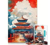 Puzzle de 1000 pièces avec motif artistique de Pékin, connexions souples, jeu de réflexion logique, jeu de loisirs, idée cadeau pour Noël (38 x 26 cm)