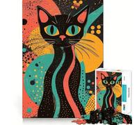 Puzzle de 1000 pièces avec Motif de Chat rétro, idéal pour Les Adolescents Jeu de logique Pure, Doux et Relaxant, découpe Nette, Belle œuvre d'art (38x52cm)