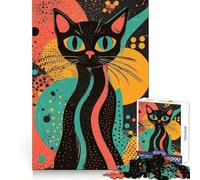Puzzle de 1000 pièces avec Motif de Chat rétro, idéal pour Les Adolescents Jeu de logique Pure, Doux et Relaxant, découpe Nette, Belle œuvre d'art (38x52cm)